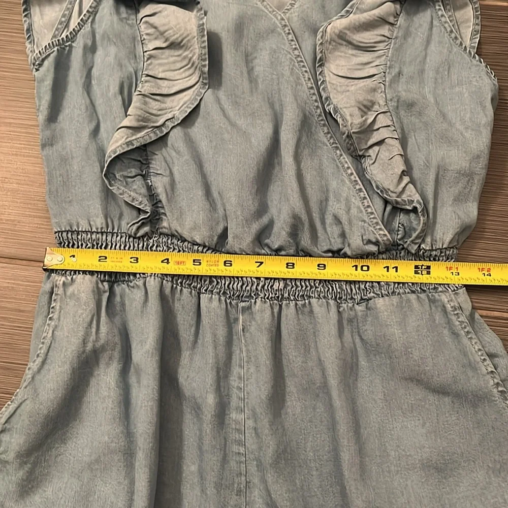 NWT Hayden Women’s‎ Denim Romper Sz Large Ruffles Surplice Top Elastic Waist
